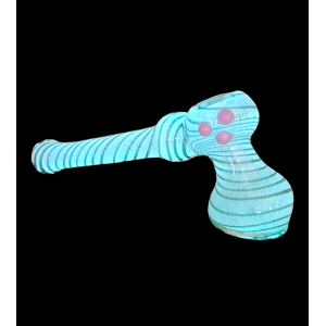 7" Glow In Dark Frit Line Twist Hammer Bubbler Hand Pipe - [DJ482]